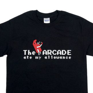 Shirt with classic arcade machine eating coins